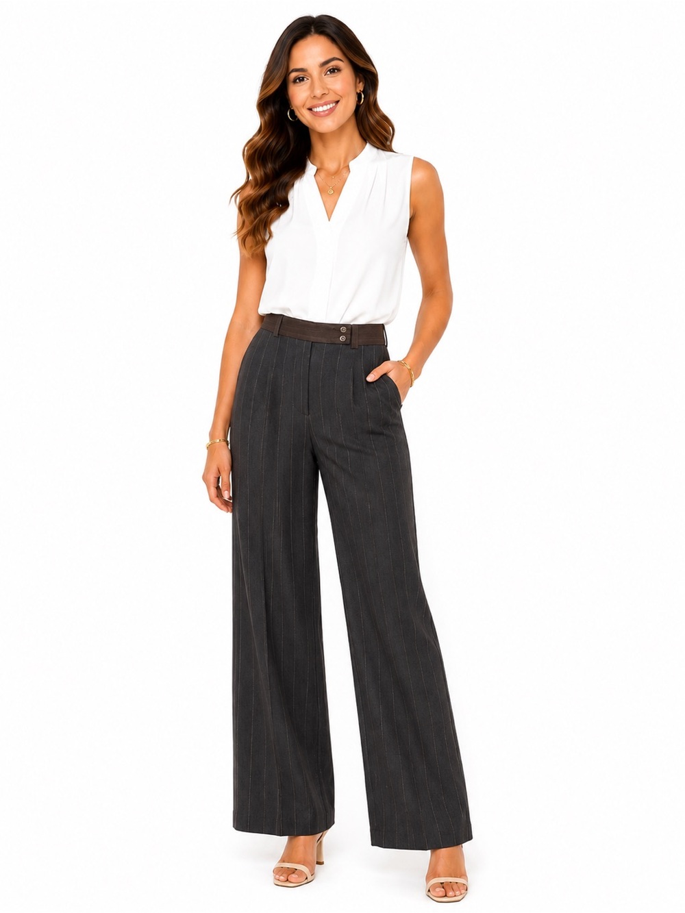 BCBGMaxAzria Pinstripe Wide-Leg Pants